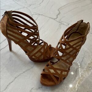 Stuart Weitzman Brown Strappy Heels